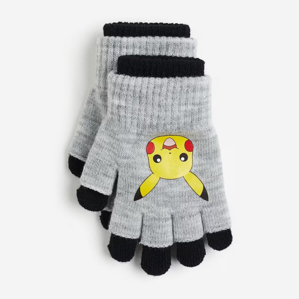 H&M Kids Toddler Pokémon gloves grey black NWT